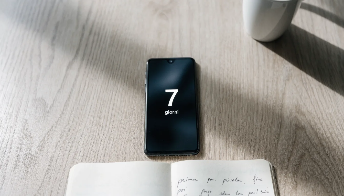 Un documento di identità appoggiato accanto a uno smartphone con un timer sullo schermo, su un tavolo da cucina