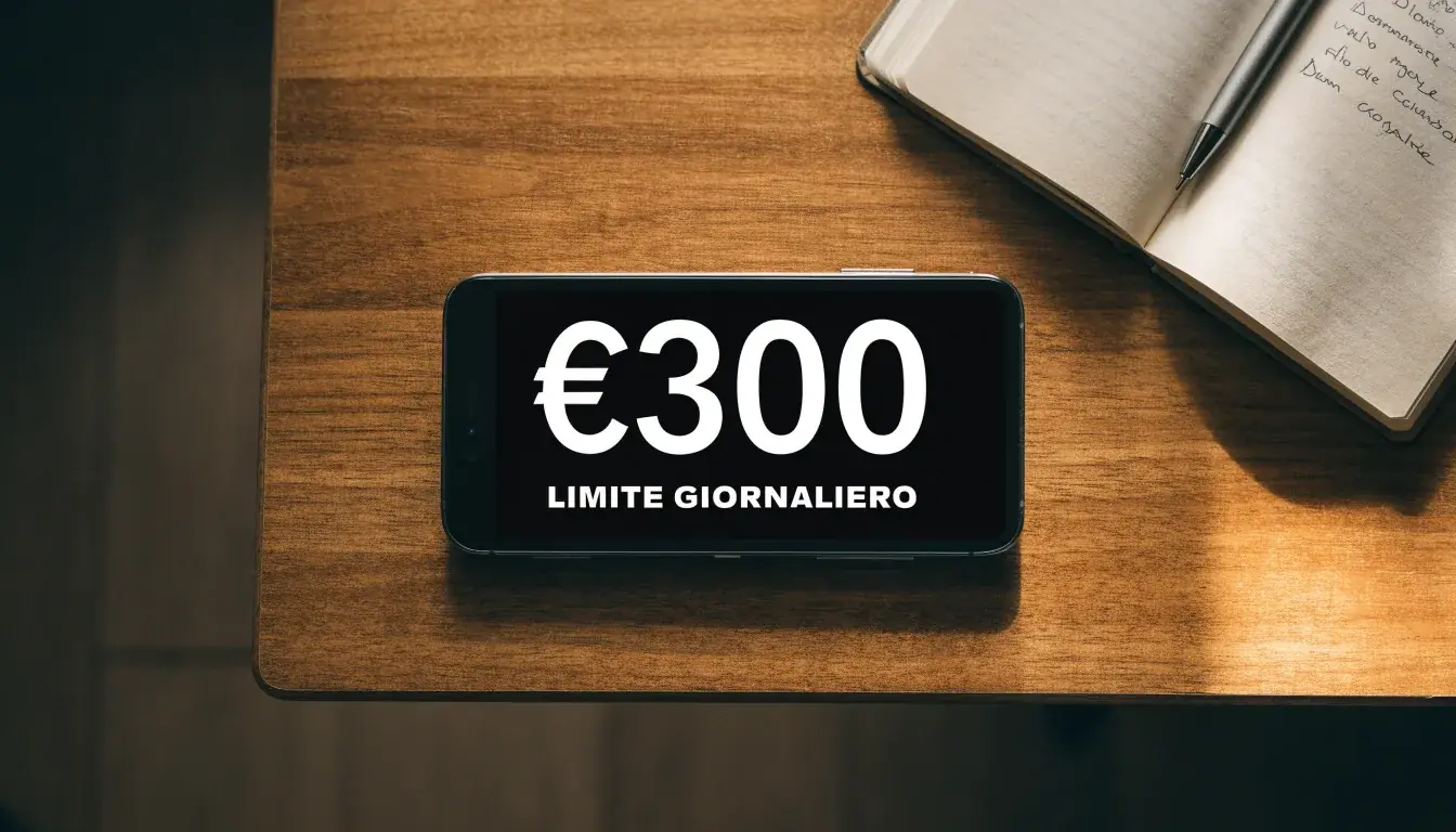 Un foglio di concessione in carta con un timbro rosso, appoggiato su una scrivania di legno accanto a una penna