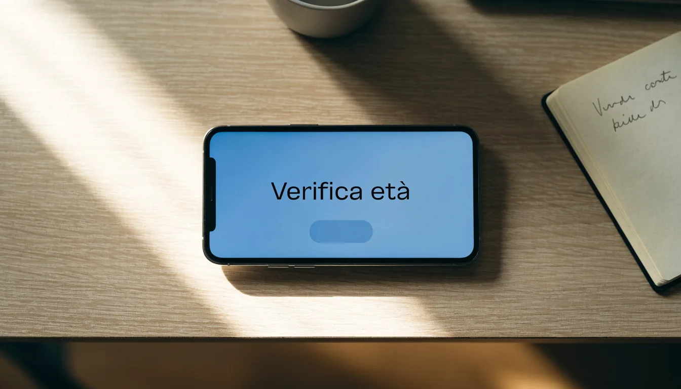 Un foglio di concessione in carta con un timbro rosso, appoggiato su una scrivania di legno accanto a una penna